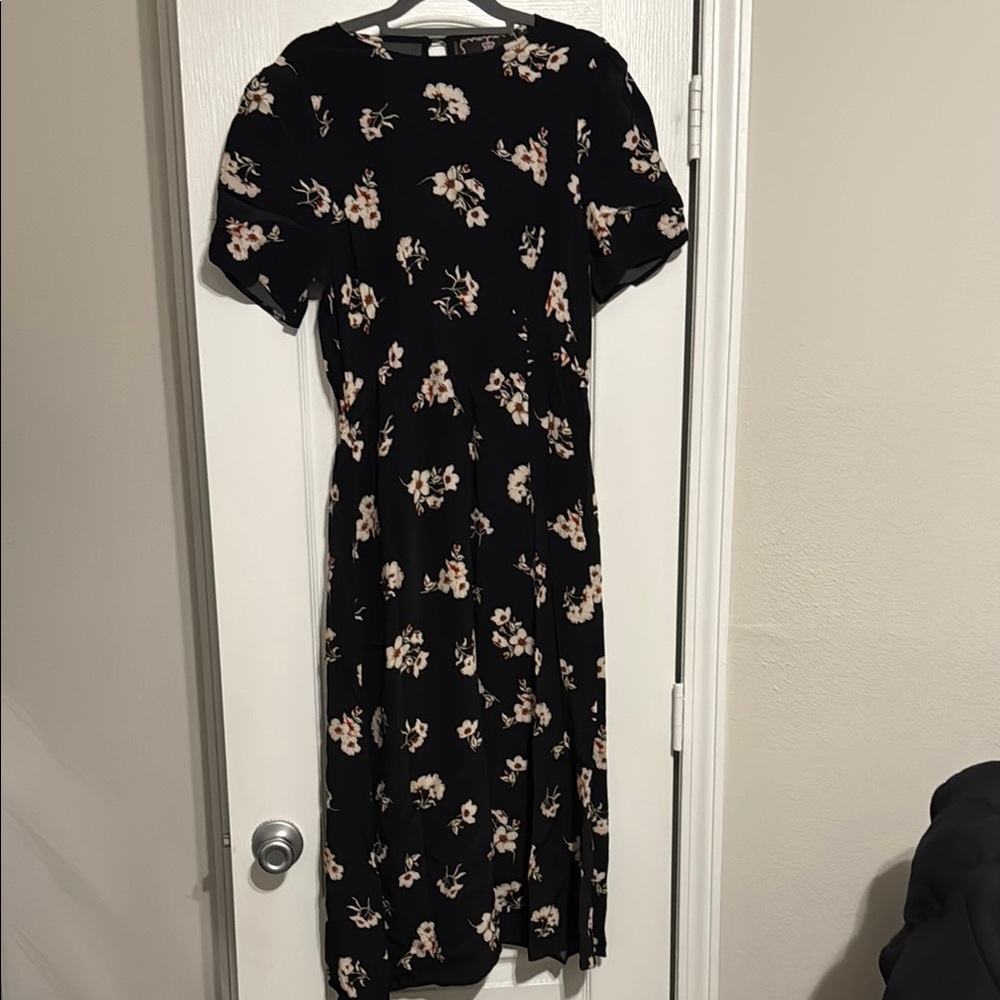 Source Unknown Black and Pink Puff Sleeve Sheath Dress